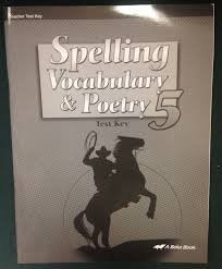 Spelling Vocabulary and Poetry 5 - Test Key